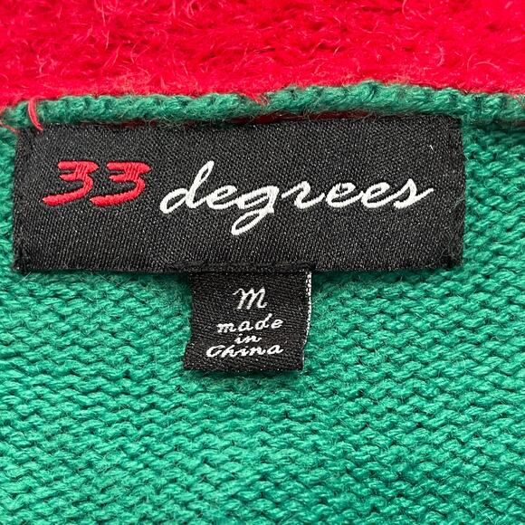 33 Degrees Santa Cat Leopard Pattern Ugly Christmas Cardigan Sweater Size M - Picture 4 of 6